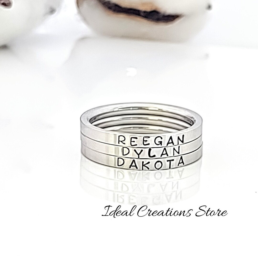 Etsy Name Rings Stackable Personalized Name Rings, Stackable Rings With Names, Custom Name Ring ...