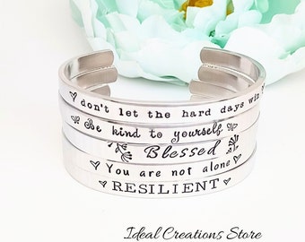 Don't let the hards days win, inspirational bracelets, stackable bracelets for missionary girl, gift for teen girl, bracelets for girlfriend