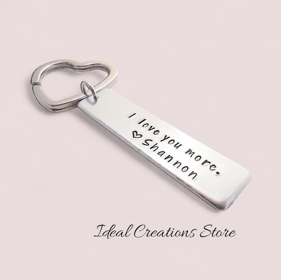 I Love You More Customized Keychain With Initial, for Husband