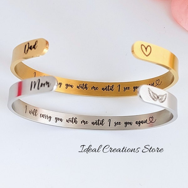 I will carry you bracelet, Personalized Bracelet for Loss of Loved One, Loss of Father Gift for Daughter, Gift for Funeral, laser engraved