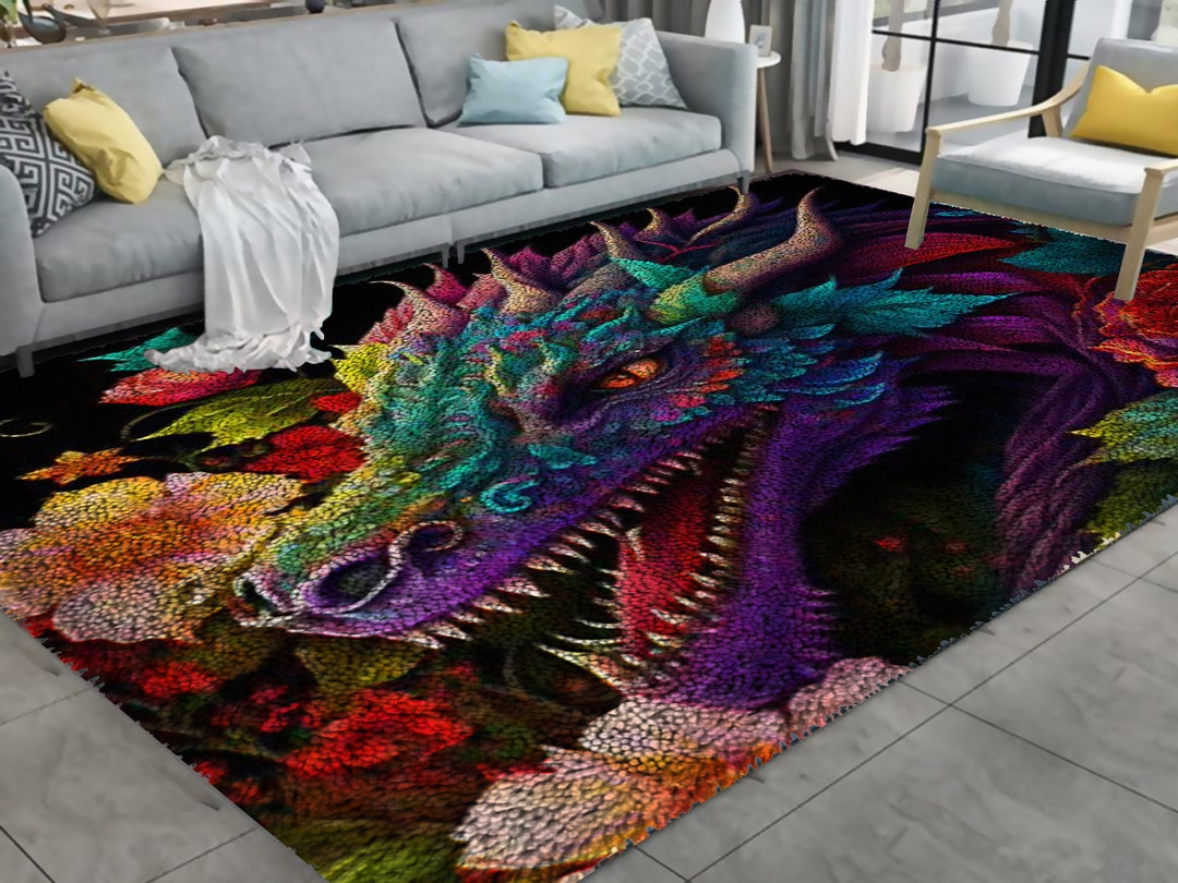 Flower Dragon Latch Hook Kits, Large Latch Hook Rug Kit for Adults