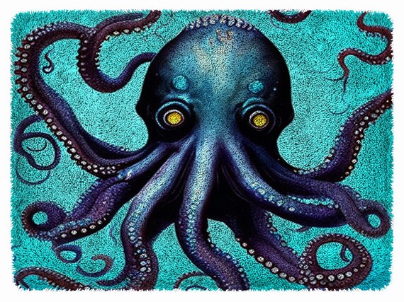 Octopus Latch Hook Kits, Large Latch Hook Rug Kit for Adults Latch Hook  Kits With Printed Canvas Christmas Decoration 