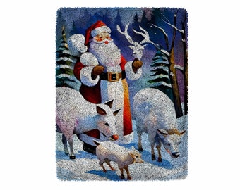 Christmas animals Latch Hook Kits, Large Latch Hook Rug Kit for Adults Latch Hook Kits with Printed Canvas Christmas  Decoration