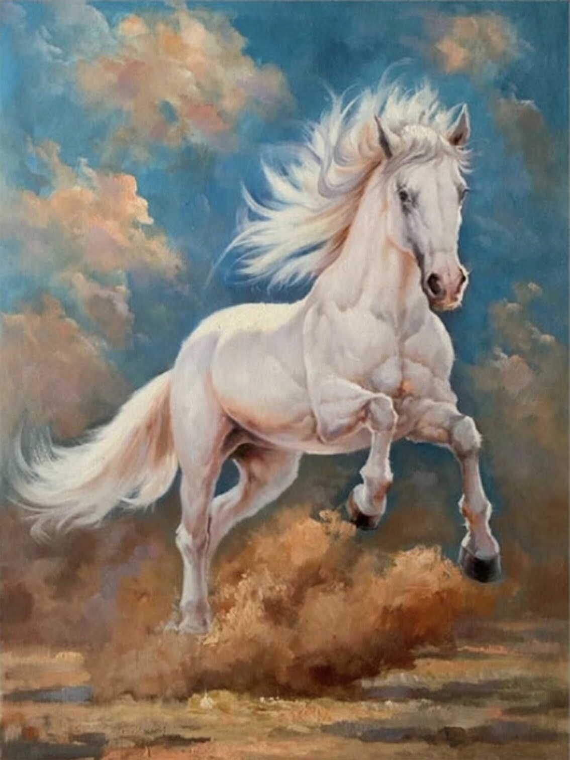 White Horse Horse 5D Diamond Painting Kit Full Square/round Etsy