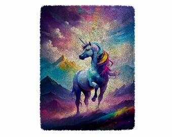 Unicorn King Latch Hook Kits, Large Latch Hook Rug Kit for Adults Latch Hook Kits with Printed Canvas Christmas  Decoration