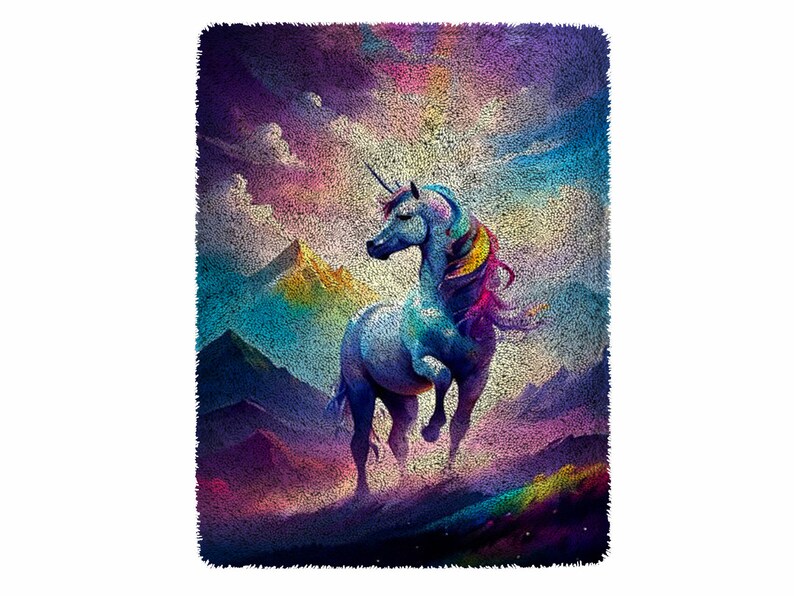 Unicorn King Latch Hook Kits, Large Latch Hook Rug Kit for Adults Latch Hook Kits with Printed Canvas Christmas Decoration zdjęcie 1