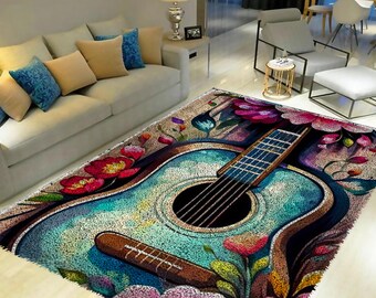 Kits de gancho de pestillo para guitarra de flores, kit de alfombra con gancho de pestillo grande para adultos Kits de gancho de pestillo con decoración navideña de lona impresa