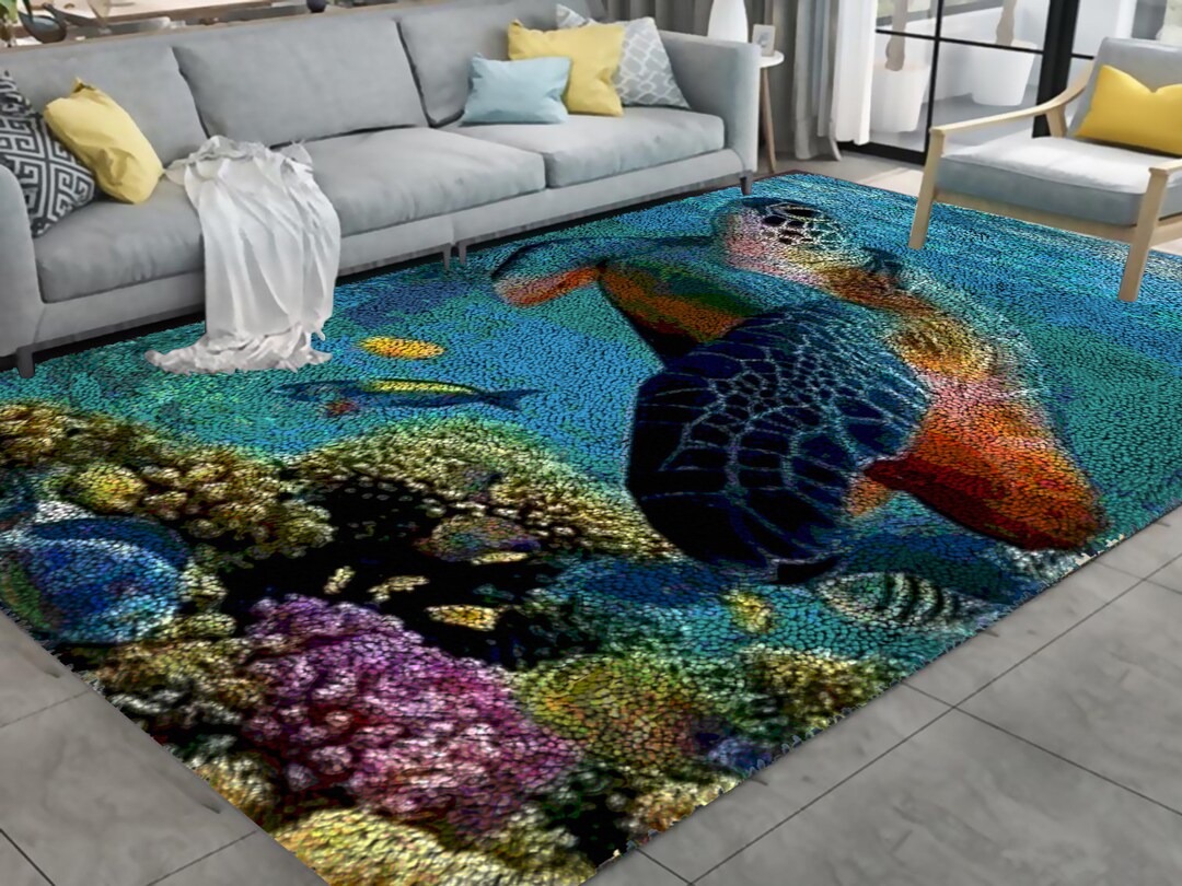 Sea Turtle Latch Hook Kits, Large Latch Hook Rug Kit for Adults Latch