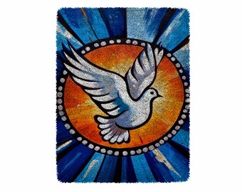 Flying Peace Dove Latch Hook Kits, Large Latch Hook Rug Kit for Adults Latch Hook Kits with Printed Canvas Christmas  Decoration