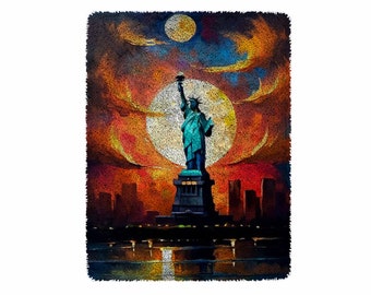 The Statue of Liberty Latch Hook Kits, Large Latch Hook Rug Kit for Adults Latch Hook Kits with Printed Canvas Christmas  Decoration