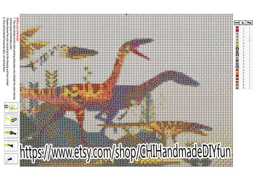 Dinosaur/latch Hook Printable Pattern Digital Production Chart File