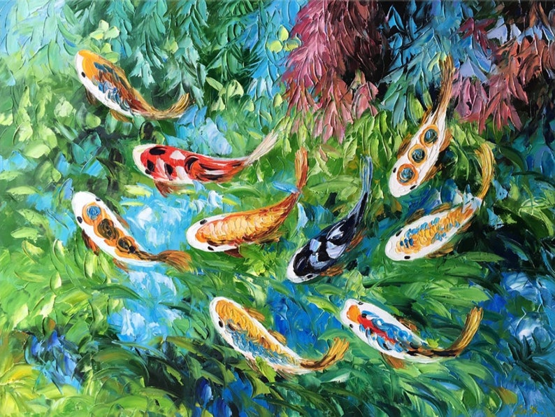 Koi 5D Diamond Painting Kit Full Square/Round Drill Diamond | Etsy