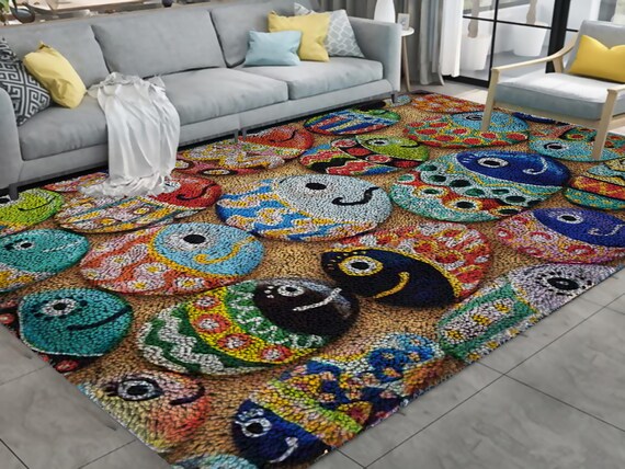  Fishing Fish Latch Hook Rug Kits with Printed Patterns
