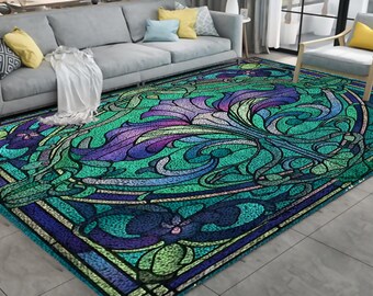 Latch Hook Kits, Large Latch Hook Rug Kit for Adults Latch Hook Kits with Printed Canvas Purple flowers Decoration