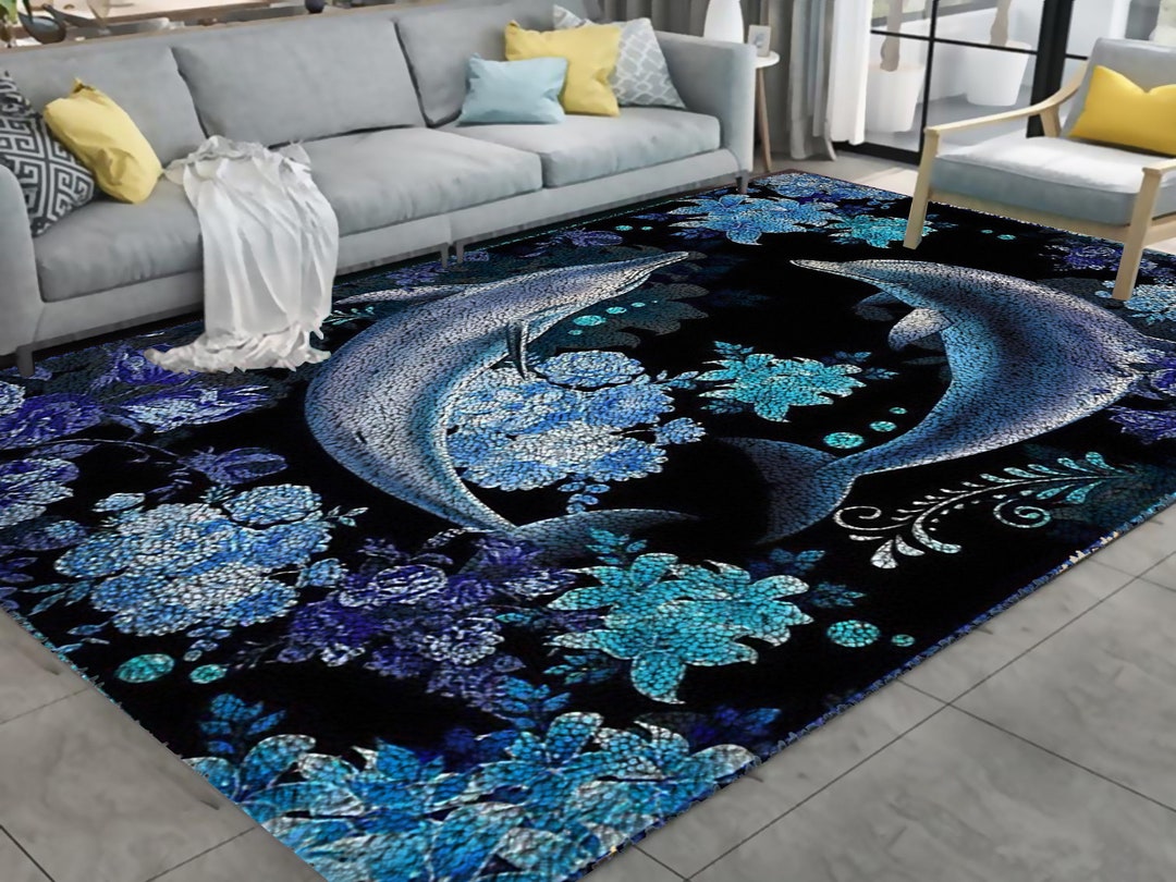 Dolphins and Flowers Latch Hook Kits Large Latch Hook Rug Kit Etsy