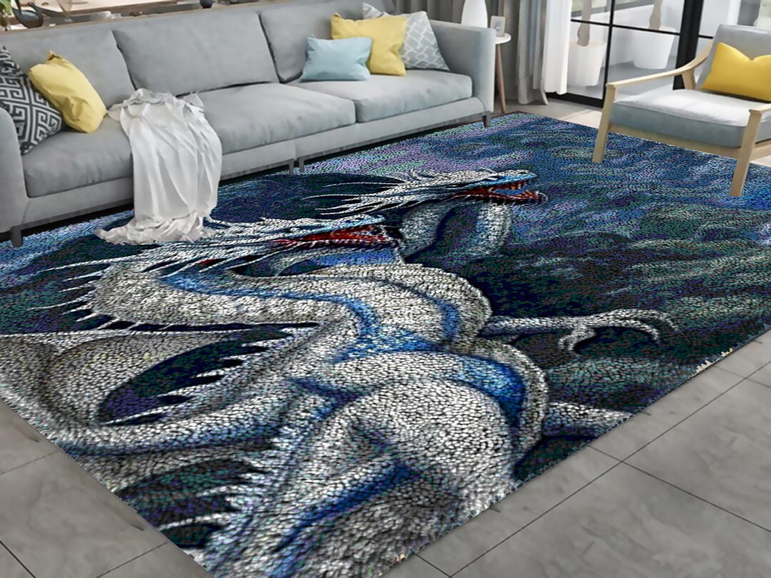 White Dragon and Blue Dragon Latch Hook Kits Large Latch Hook Etsy