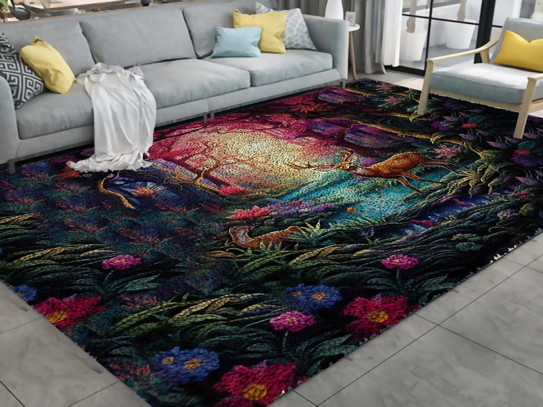 Magic Forest Deer Latch Hook Kits Large Latch Hook Rug Kit Etsy