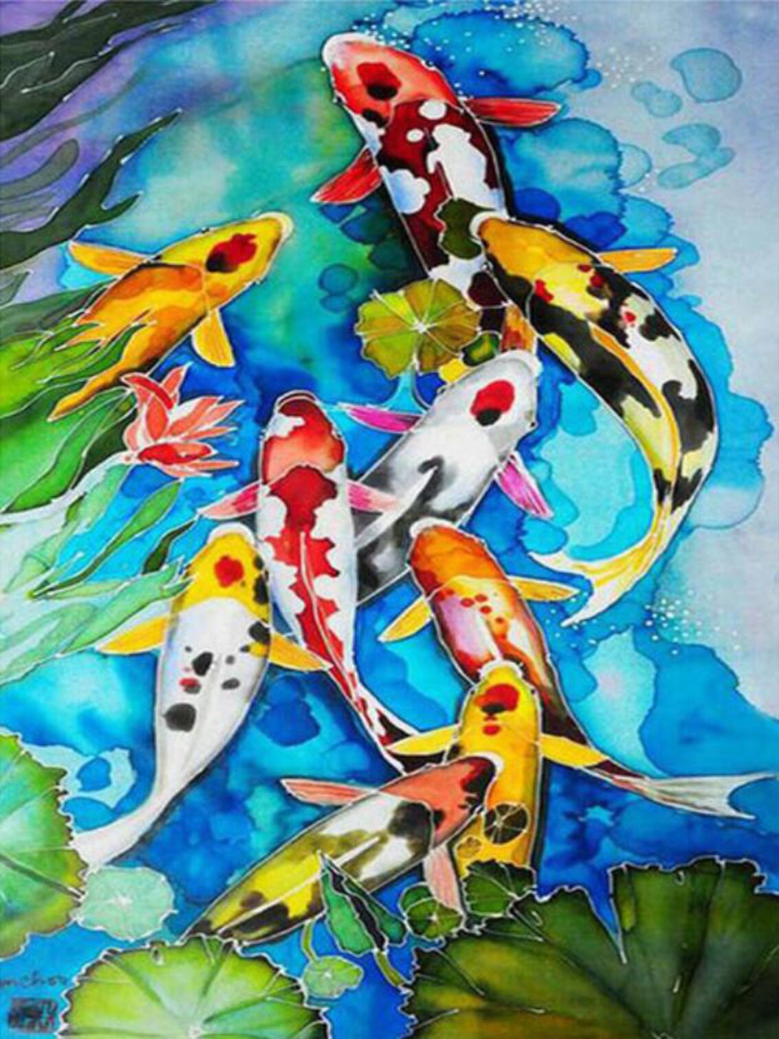 Complete Diamond 5D DIY Diamond Painting Colorful Koi Fish - Etsy