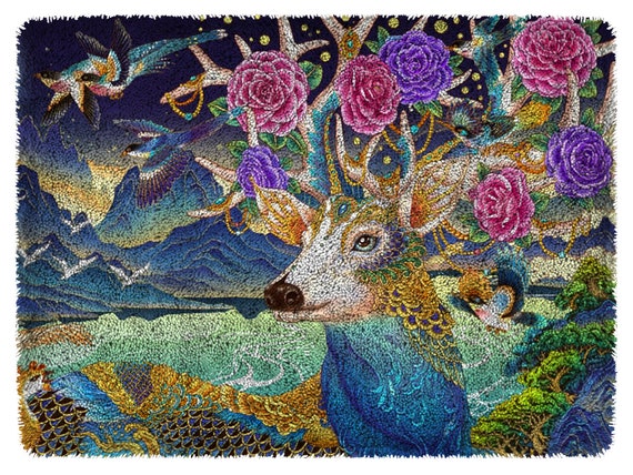 Rose Woman Tapestry Kits Latch Hook Rug Kits Carpet Embroidery