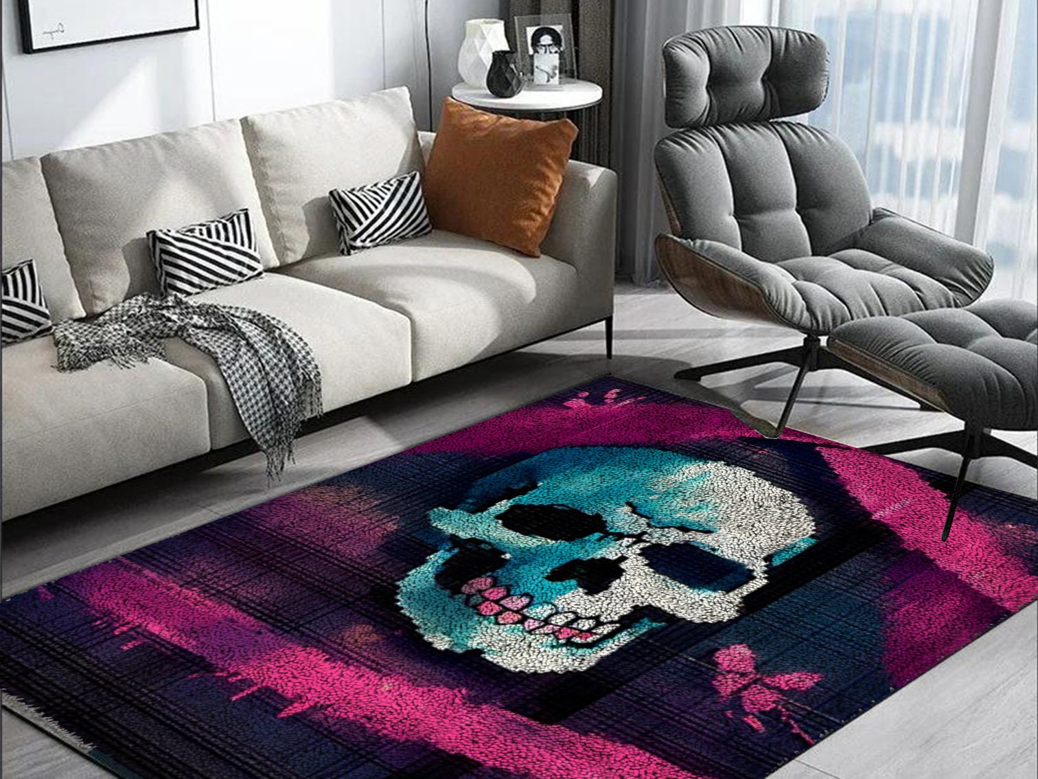 Discover Pink Skull Latch Hook Kits, Large Latch Hook Rug Kit for Adults Latch Hook Kits with Printed Canvas Christmas  Decoration