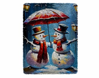 Kits de loquets Snowman Lake, grand kit de tapis à loquets pour adultes Kits de loquets avec décoration de Noël en toile imprimée