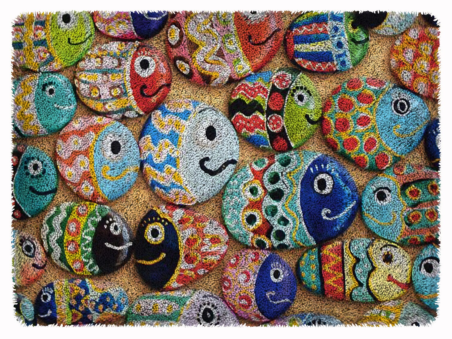  Fishing Fish Latch Hook Rug Kits with Printed Patterns