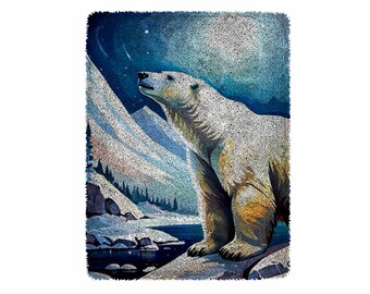 Polar Bear King Latch Hook Kits, Large Latch Hook Rug Kit for Adults Latch Hook Kits with Printed Canvas Christmas  Decoration