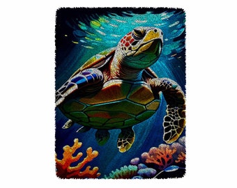 Turtle Latch Hook Kits, Large Latch Hook Rug Kit for Adults Latch Hook Kits with Printed Canvas Christmas  Decoration
