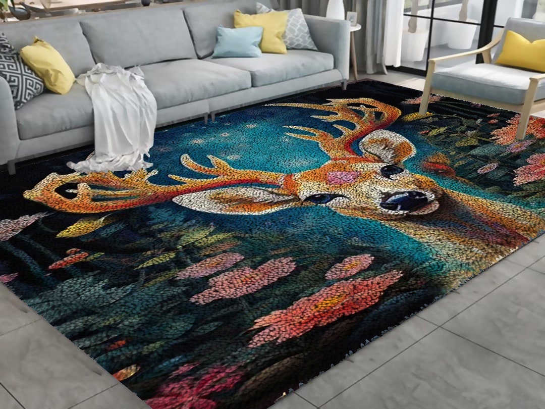 Latch Hook Kits, Large Latch Hook Rug Kit for Adults Latch Hook Kits With Printed Canvas Deer