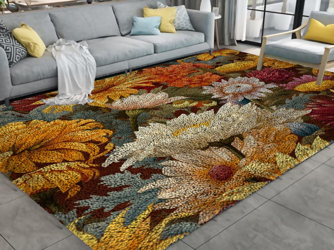 Many Flowers Latch Hook Kits, Large Latch Hook Rug Kit for Adults Latch