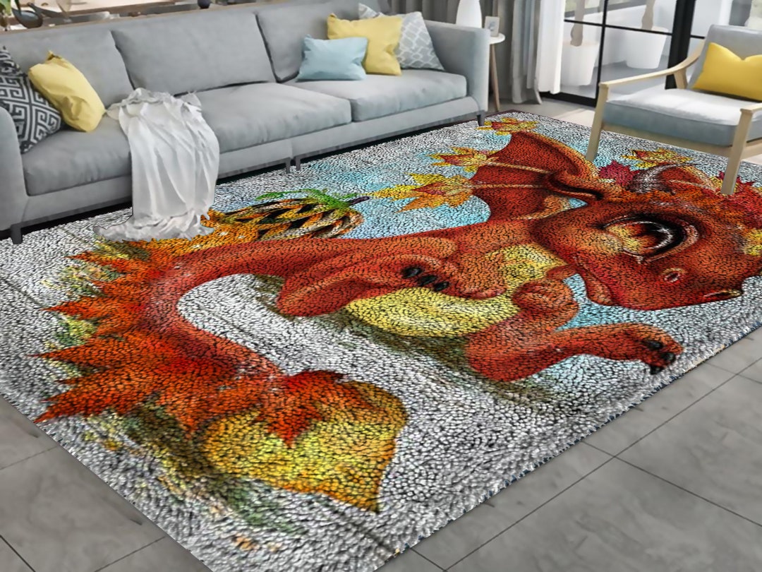 Cute Fire Dragon Latch Hook Kits Large Latch Hook Rug Kit for Etsy