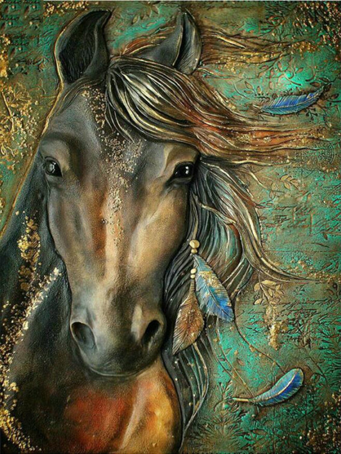 5d Diy Diamond Painting Horse Animal Full Square / Round Drill Etsy