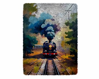 Train Latch Hook Kits, Large Latch Hook Rug Kit for Adults Latch Hook Kits with Printed Canvas Christmas  Decoration