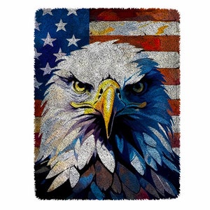 Kits de crochets American Eagle King, grand kit de tapis à crochets pour adultes Kits de crochets avec toile imprimée, décoration de Noël image 1