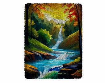 Forest scenery Latch Hook Kits, Large Latch Hook Rug Kit for Adults Latch Hook Kits with Printed Canvas Christmas  Decoration