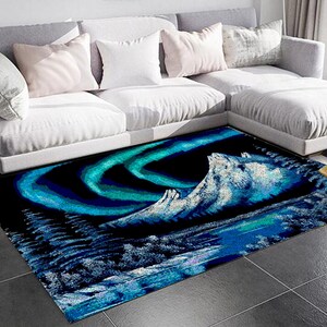 Northern Lights DIY Latch Hook Kits Rug Embroidery Carpet Set Needlework with Crochet Needlework Crafts Shaggy Latch Kits for Adults/Kids