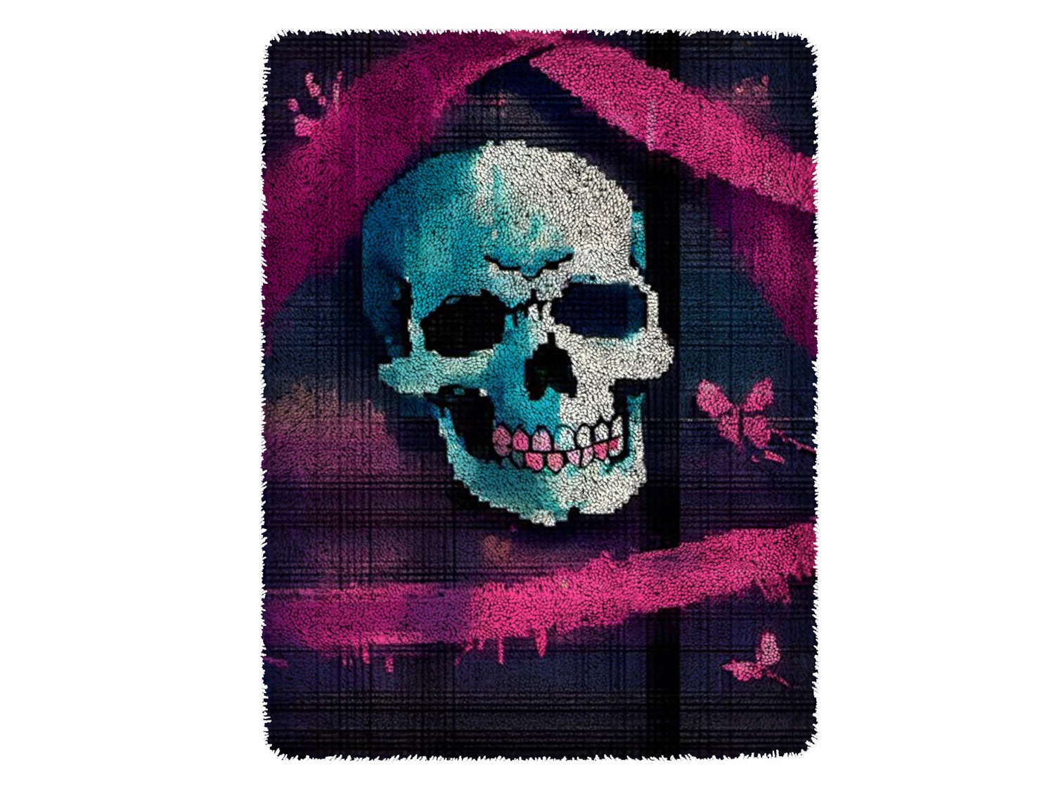 Discover Pink Skull Latch Hook Kits, Large Latch Hook Rug Kit for Adults Latch Hook Kits with Printed Canvas Christmas  Decoration