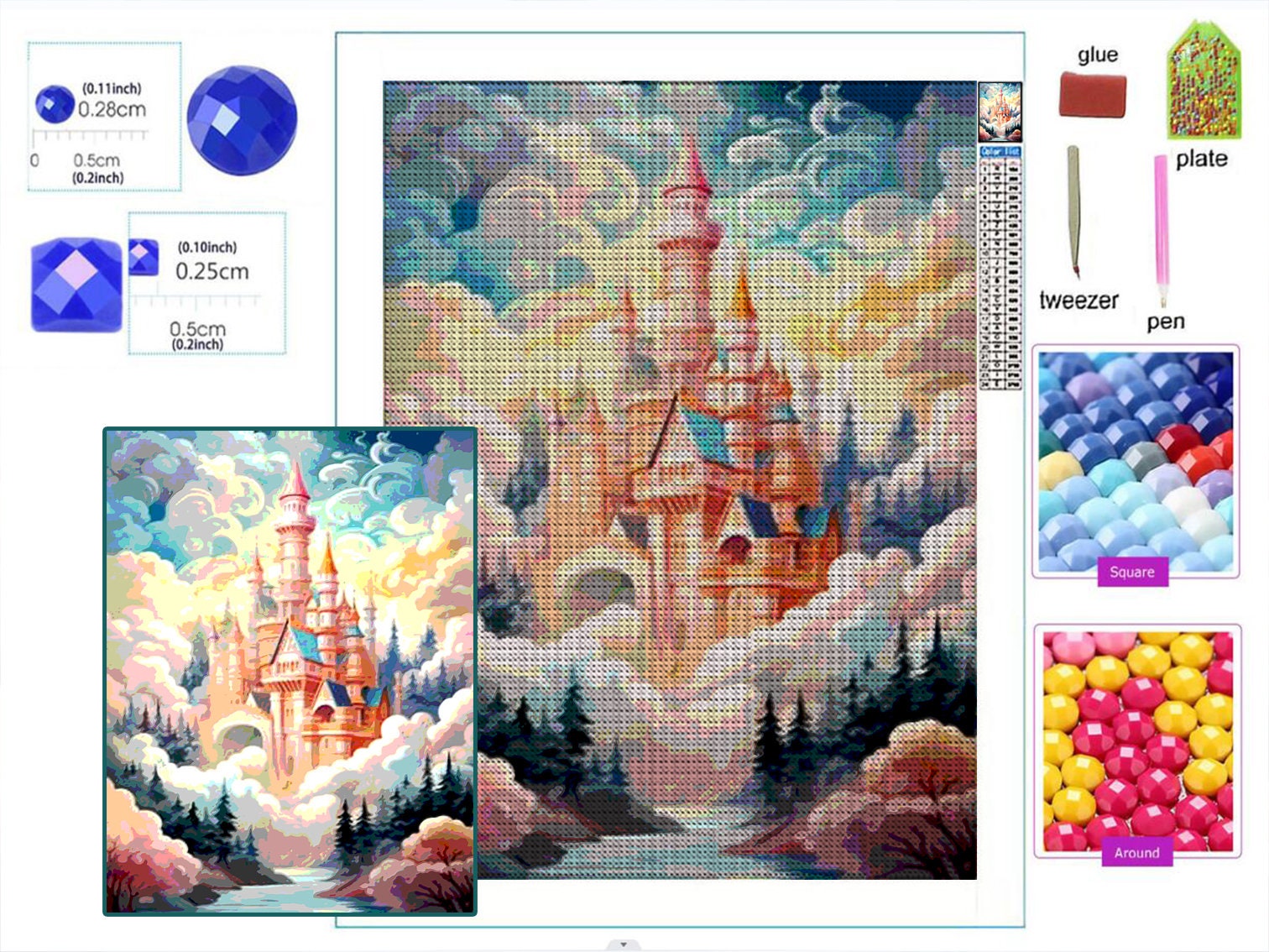 Diamond Painting Set For Adults And Children Beginners, 5d Full Drill Round  Diamond Gem Art For Home Wall Decoration, Dreamy Castle Theme