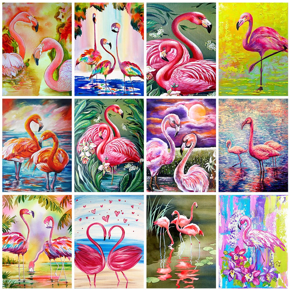Diamond Embroidery flamingo pattern 5D DIY Diamond Painting Etsy