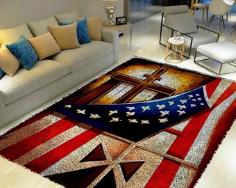 Flag Latch Hook Kits, Large Latch Hook Rug Kit for Adults Latch Hook Kits with Printed Canvas Christmas  Decoration