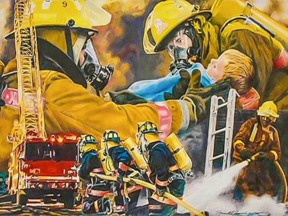 Fireman Wall Art 5d Diamond Painting Rhinestone Full Diamond