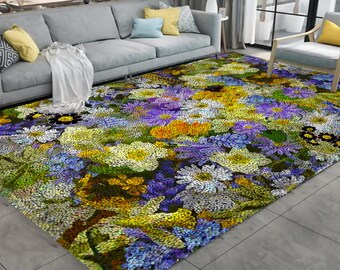 Latch Hook Kits, Large Latch Hook Rug Kit for Adults Latch Hook Kits with Printed Canvas Flowers and bushes  Decoration