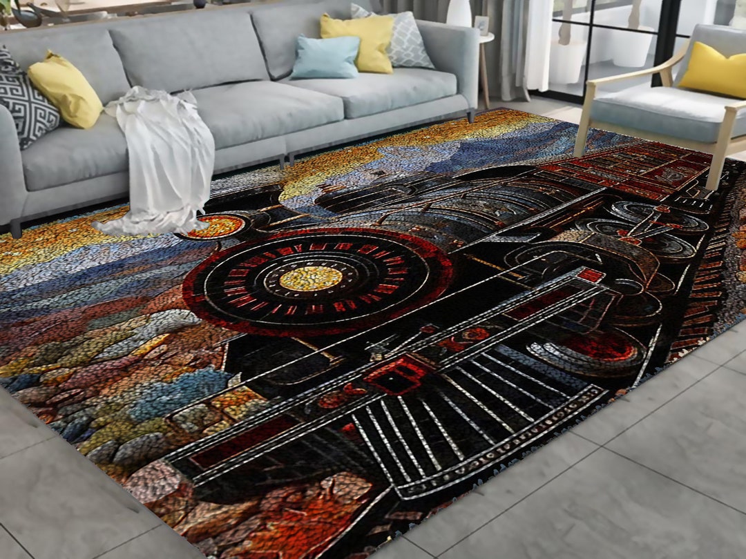 Steam Train Latch Hook Kits, Large Latch Hook Rug Kit for Adults Latch