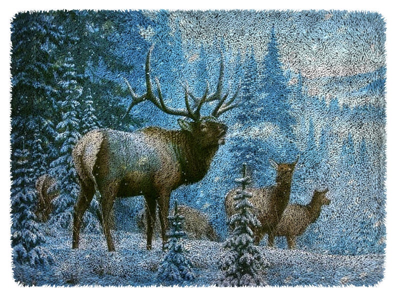 Christmas Deer Latch Hook Kits Large Latch Hook Rug Kit for Etsy