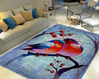 Love Bird  Latch Hook Kits, Large Latch Hook Rug Kit for Adults Latch Hook Kits with Printed Canvas Christmas  Decoration