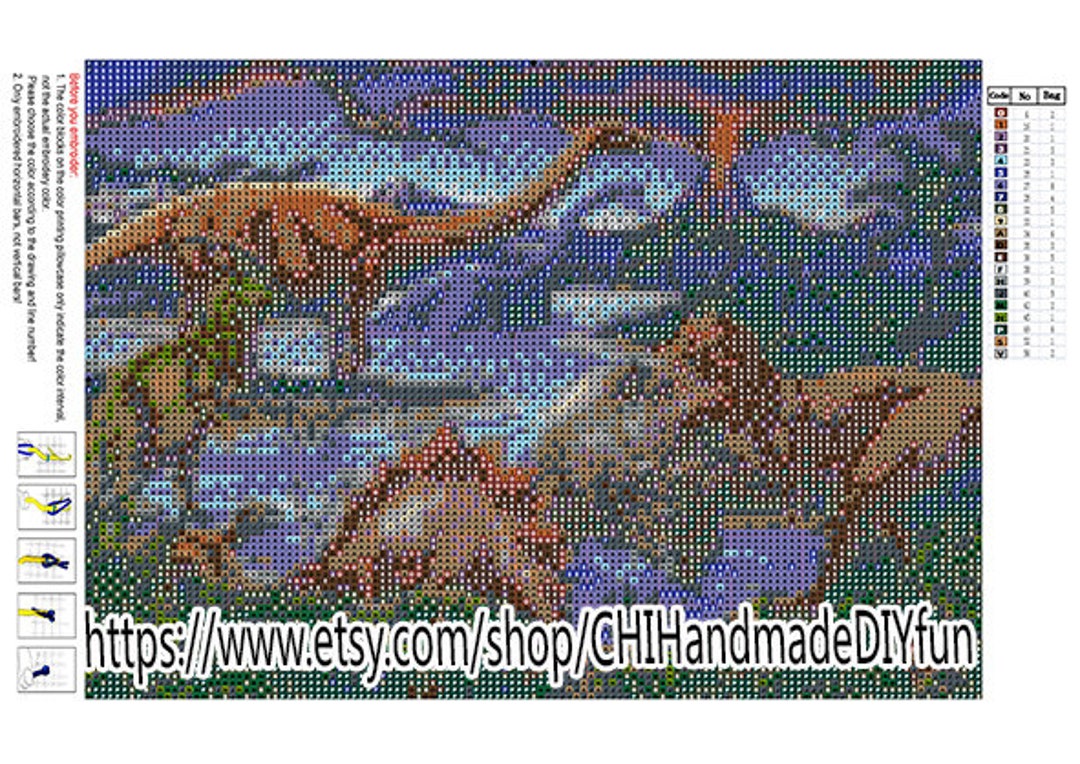 Dinosaur/latch Hook Printable Pattern Digital Production Chart File