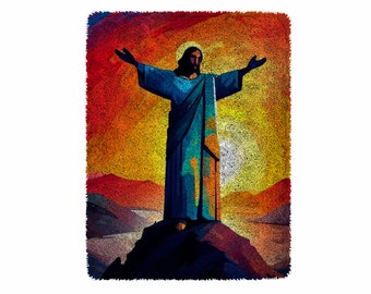 Jesus Latch Hook Kits, Grote Latch Hook Rug Kit voor volwassenen Latch Hook Kits met bedrukte canvas kerstdecoratie