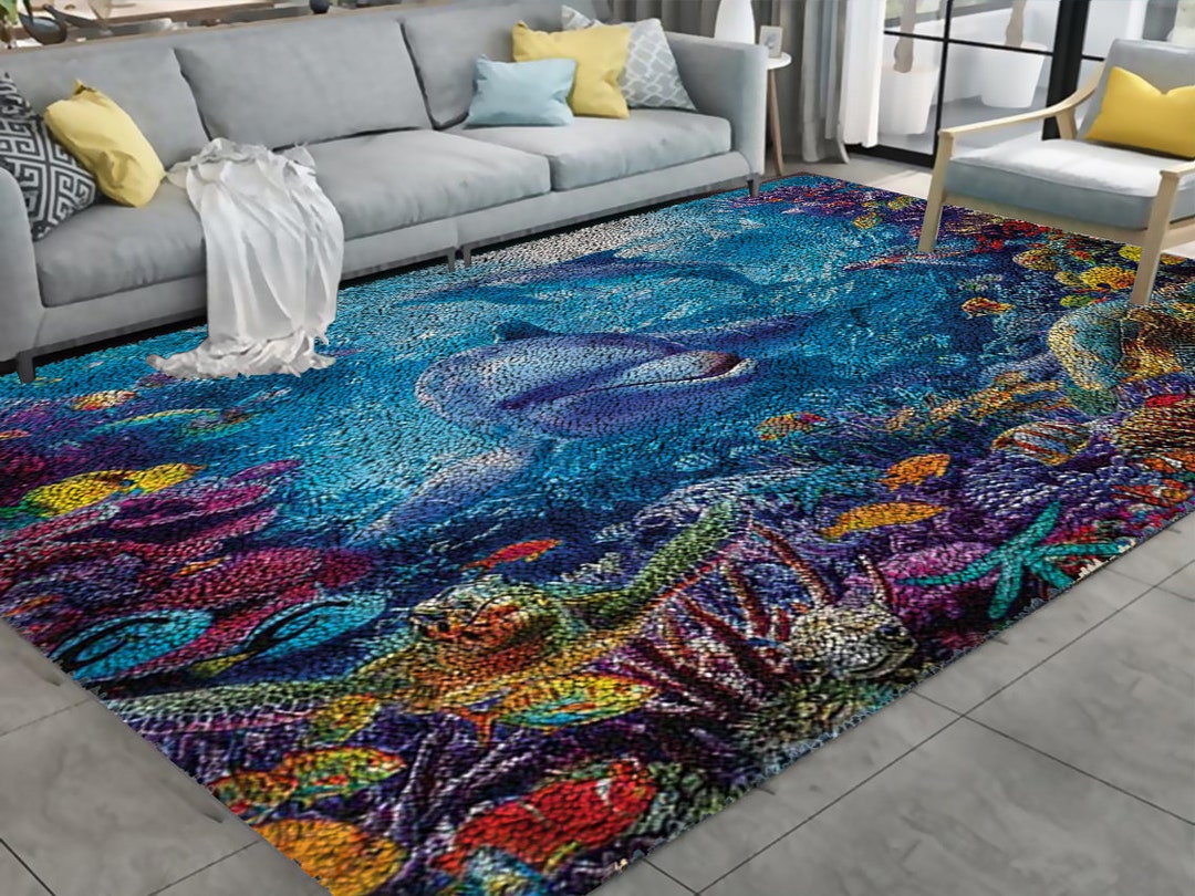 Underwater Dolphins Latch Hook Kits, Large Latch Hook Rug Kit for