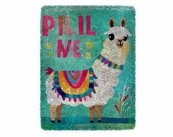 Cartoon alpaca Latch Hook Kits, Grote Latch Hook Rug Kit voor volwassenen Latch Hook Kits met bedrukt canvas Kerstdecoratie Festival geschenken