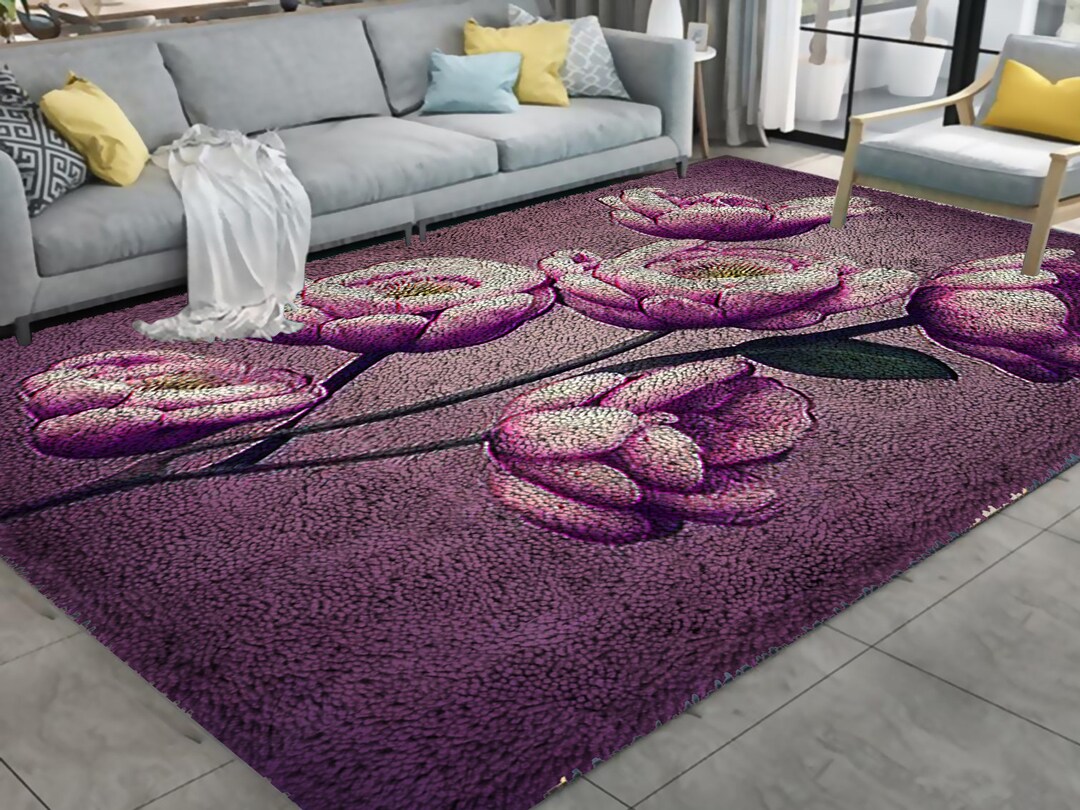 Button Patterned Rug Latch Hook Rug Kits Flower Carpet Embroidery Do It Yourself Tapestry ...